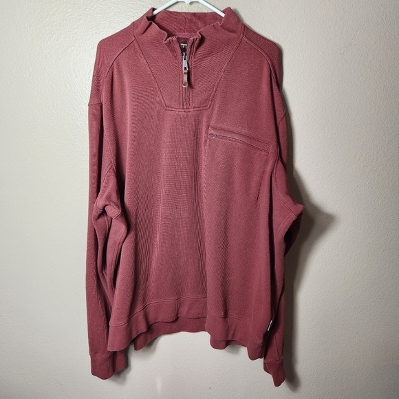 Duluth Trading Co Mens Brick Red Class Act Rib 1/4 Zip Mock-Size 3XL - Picture 1 of 8